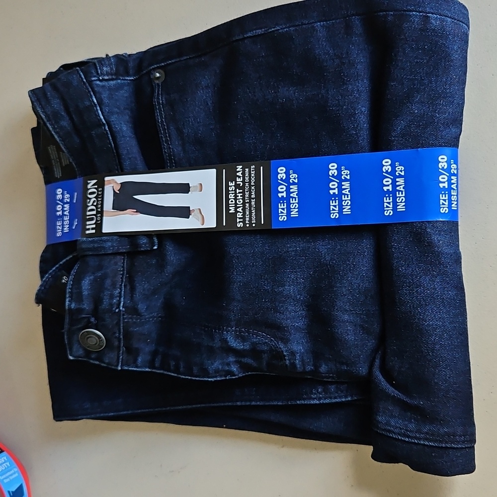 NEW! Hudson Dark Blue Wash Straight Leg Mid Rise Jeans - Picture 8 of 14